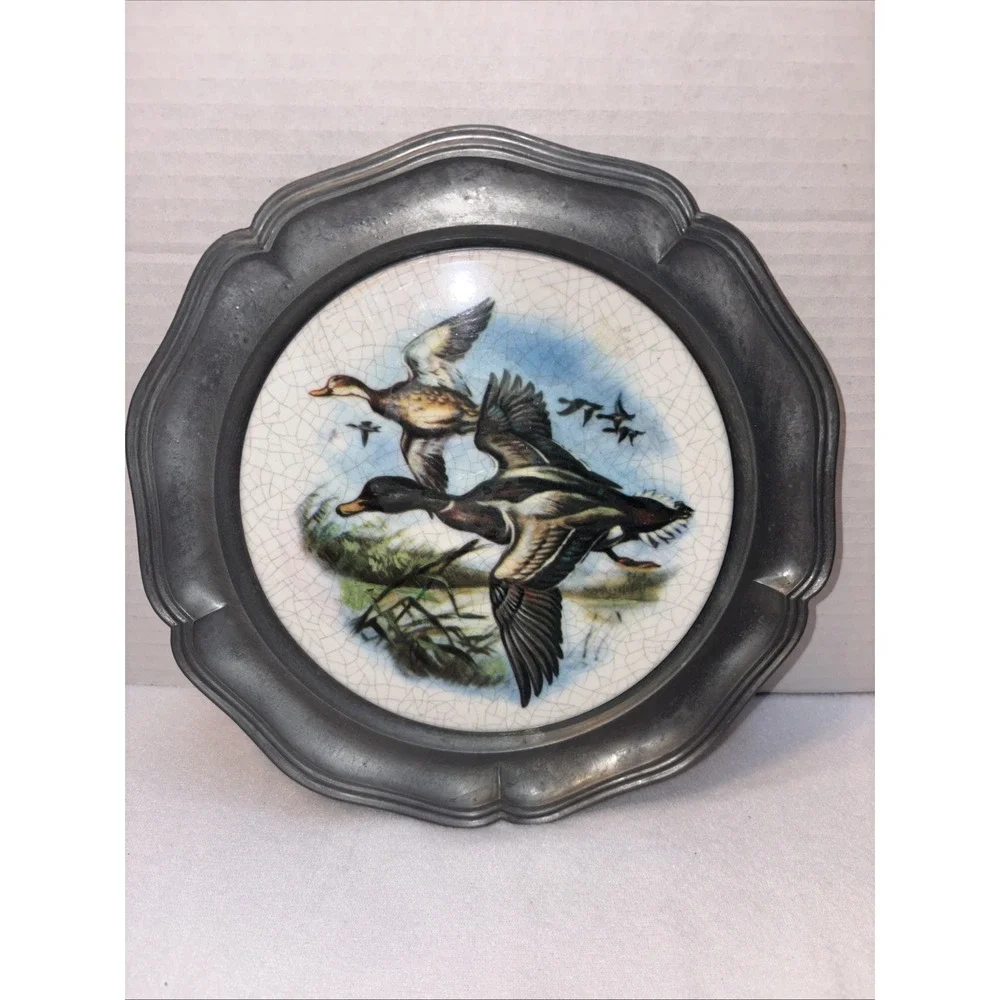 Hagan‎ Von Tronje Wall Plate, Pewter And Porcelain Made In Germany 8in